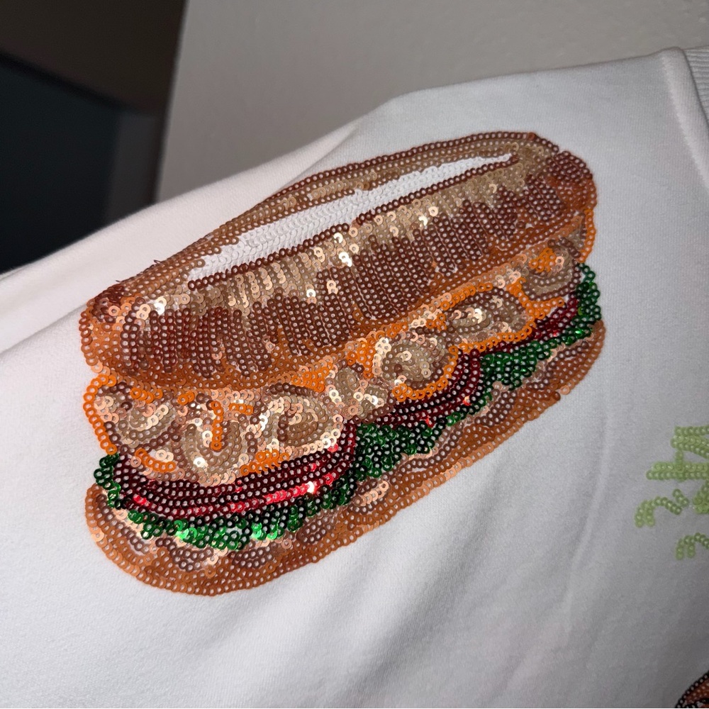 Queen Of Sparkles White Poboy Sweatshirt. - Picture 4 of 7